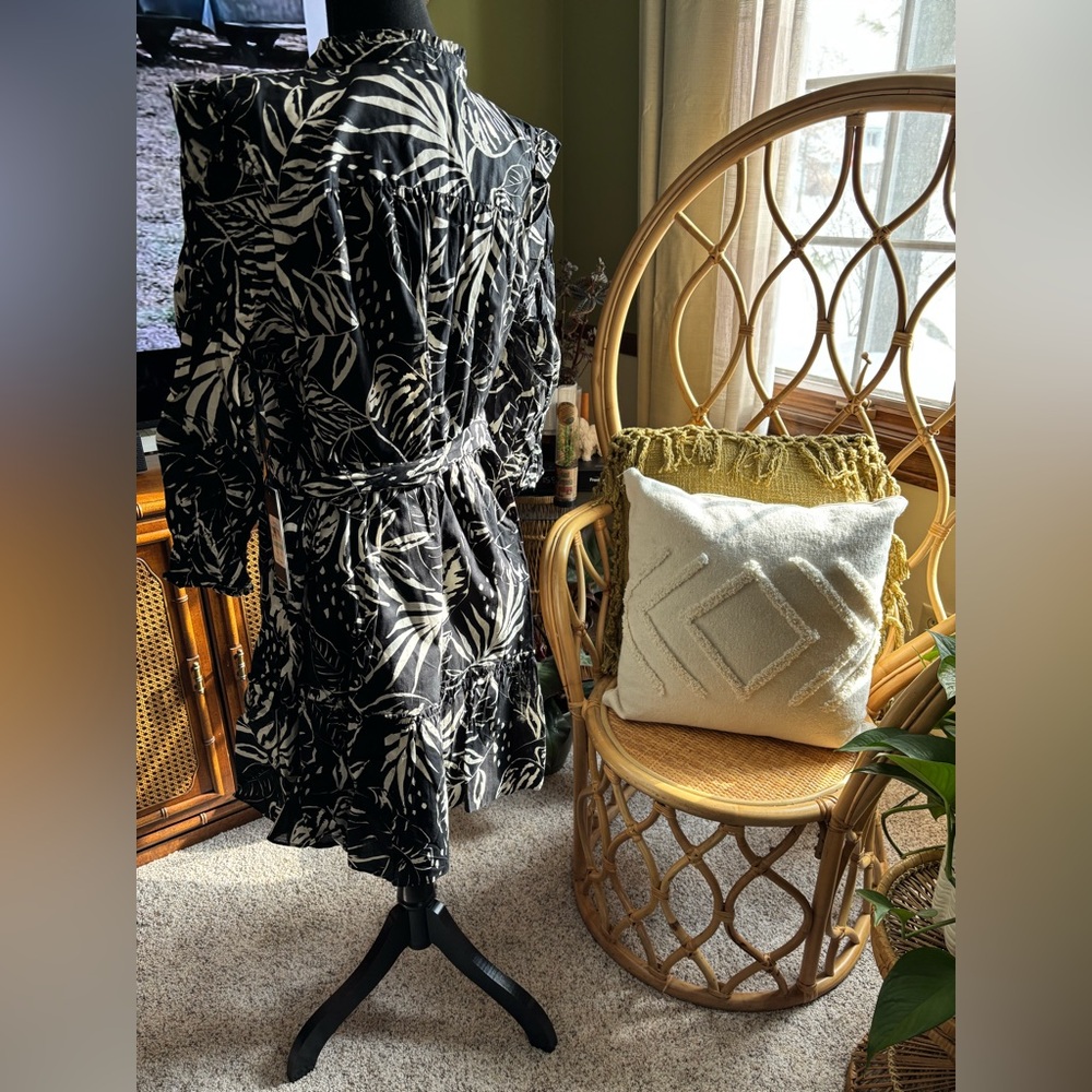 Karl Lagerfeld Paris Tropical Leaves Dress Size 16 - Picture 4 of 8
